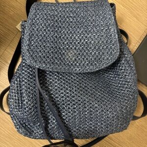 Chic Navy Raffia Backpack